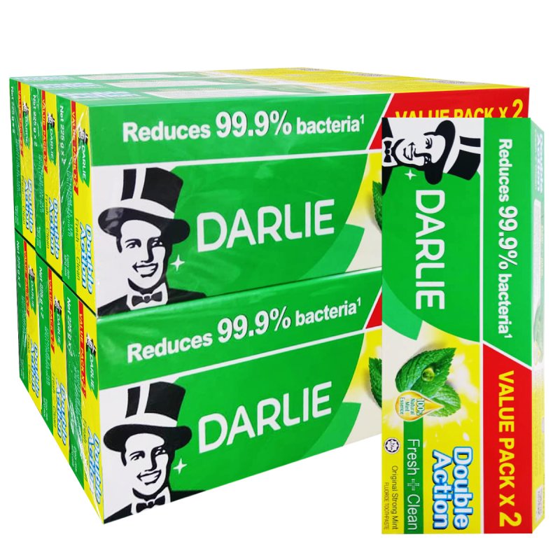 Darlie Double Action Fresh + Clean Strong Mint tersedia dalam pek nilai berkembar (2x225g)