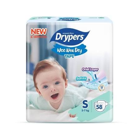 Drypers Wee Wee Dry (Size S, 58 pieces)