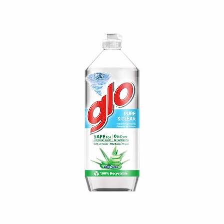 Glo Pure & Clear Aloe Vera Dishwashing Liquid dalam pek 800ml.
