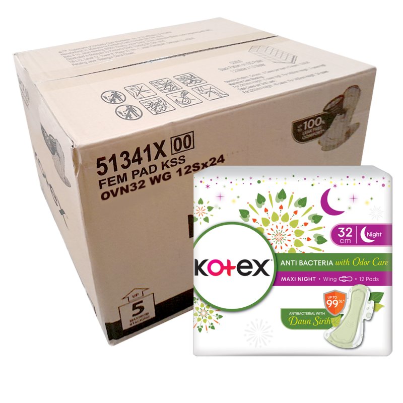 Kotex Total Protection Antibacterial Bersayap (32cm x 12 helai)