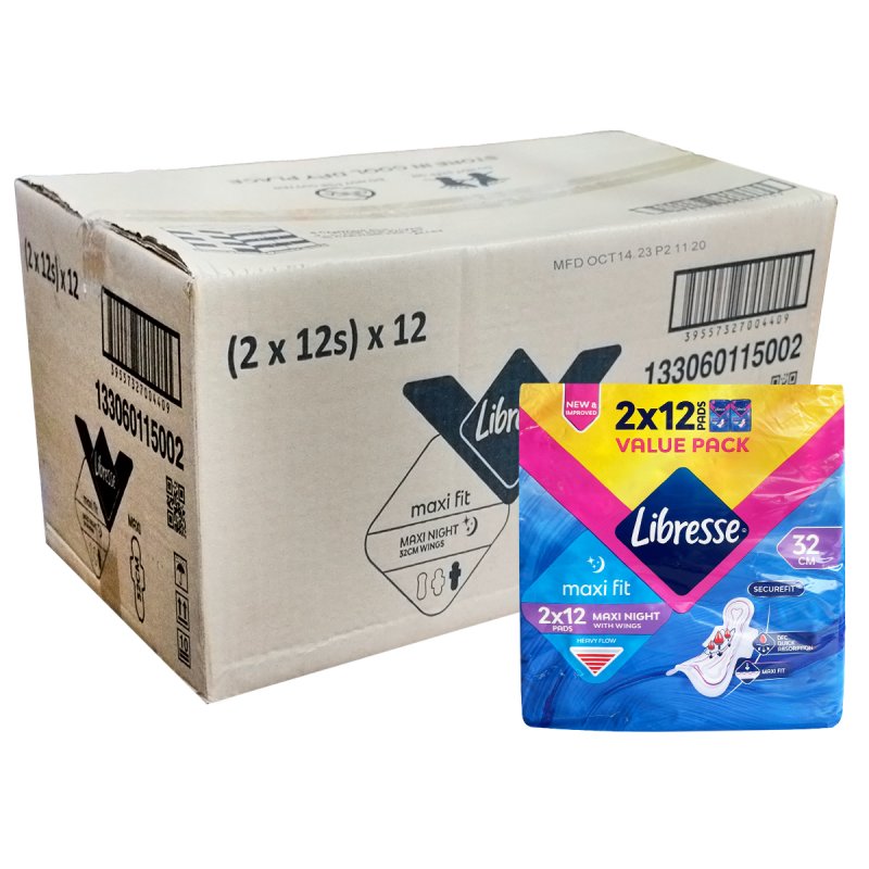 Libresse Maxi Fit Night Wings 32cm (12s)