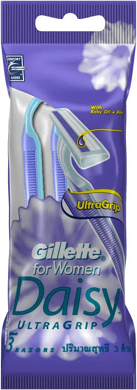 GILLETTE For Women Daisy Ultragrip Disposable Razors 3s - MoistureRich Strip With Aloe + Baby Oil Provides