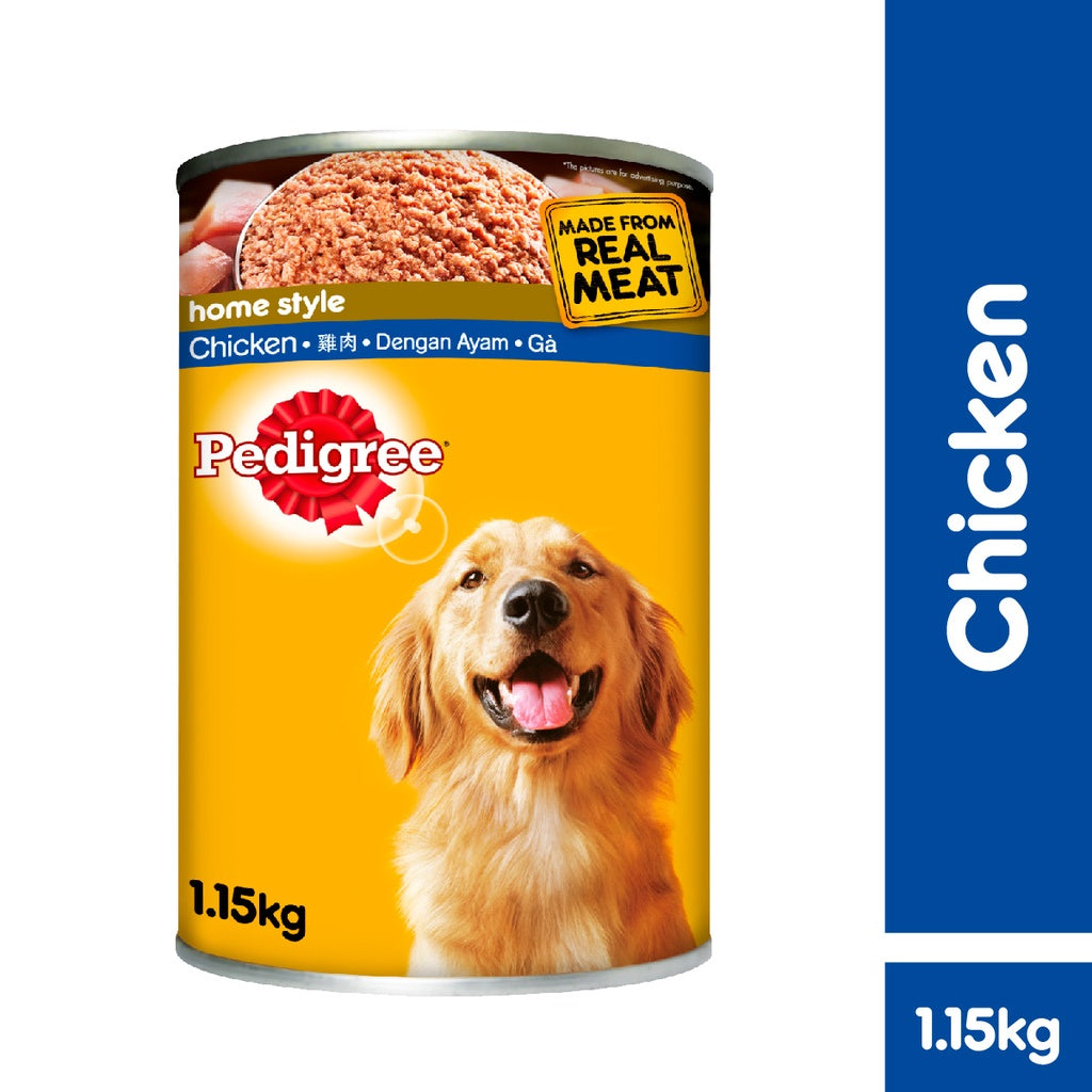 Pedigree Dog Wet Food Adult Chicken dalam tin 1.15kg