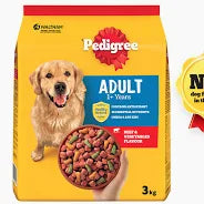 Pedigree Adult 1+ Years Dog Dry Food - Chicken & Vegetables Flavor (pek 3kg).