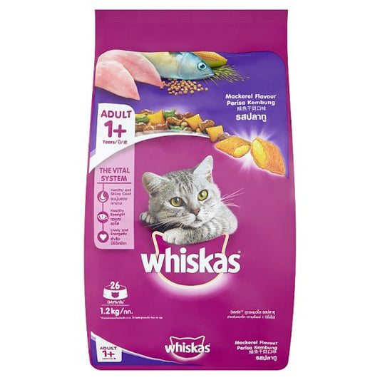 Whiskas Cat Food Dry Adult Mackerel 1.2kg