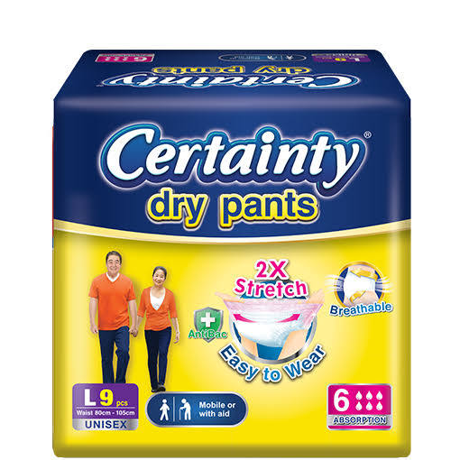 Certainty Dry Pants Adult Diapers (Size L, 9 pieces)