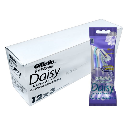 GILLETTE For Women Daisy Ultragrip Disposable Razors 3s - MoistureRich Strip With Aloe + Baby Oil Provides