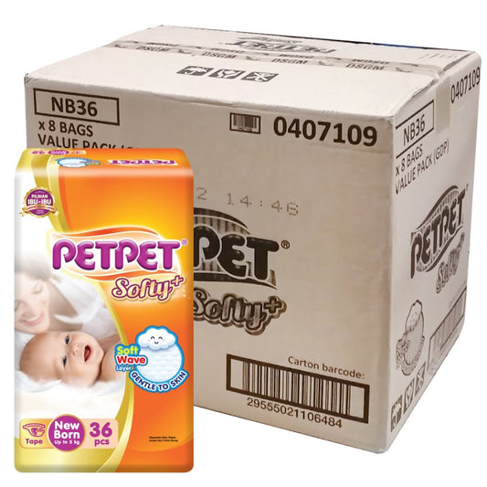 PetPet Softy Tape Diapers (Size Newborn, 36 pieces)