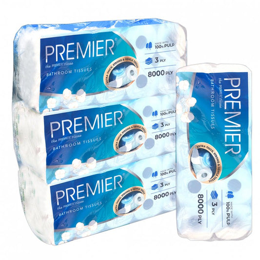 "PREMIER TISU TANDAS 10 GULUNG" refers to the Premier Bathroom Tissue / 10-roll pack