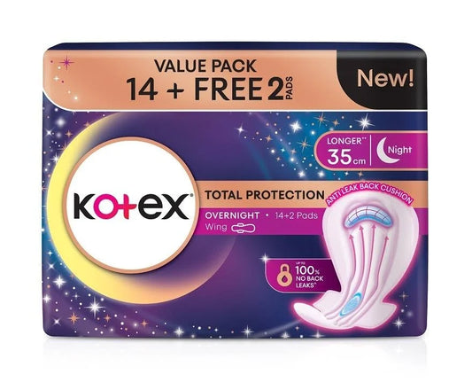 Kotex Total Protection Overnight Wing 35cm (14s)