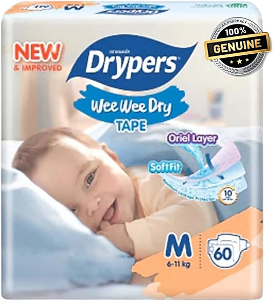 Drypers Wee Wee Dry (Saiz M, 60 keping)